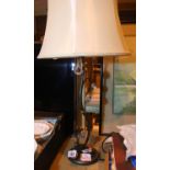 Metal table lamp with glass droplets. Not available for in-house P&P, contact Paul O'Hea at