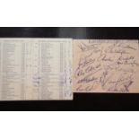 Blackburn Rovers FC 1951-52 squad signed autograph book page and a 1957-58 annotated fixture list.