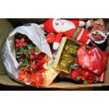 Box of Christmas decorations. Not available for in-house P&P, contact Paul O'Hea at Mailboxes on