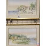 John Shooter, two watercolours of harbour and cottage scenes, each 43 x 26 cm. Not available for