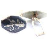 Siam niello sterling silver cufflinks and matching tie pin. P&P Group 1 (£14+VAT for the first lot