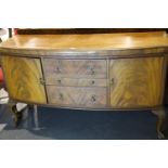 1920s mahogany sideboard with cabriole legs to ball and claw supports, 158 x 57 x 94 cm. Not