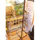 Two chrome extending shoe racks, metal shoe rack and a metal framed coat stand. Not available for