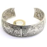 White metal embossed bangle, D: P&P Group 1 (£14+VAT for the first lot and £1+VAT for subsequent