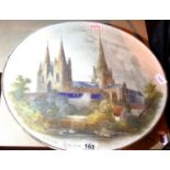 Large ceramic plate of Lichfield Cathedral. Not available for in-house P&P, contact Paul O'Hea at