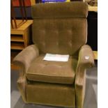 1981 Parker Knoll reclining armchair, faded, with receipt from Waring & Gillows. Not available for