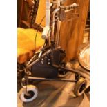 Pair of crutches and a three wheel walker with basket. Not available for in-house P&P, contact