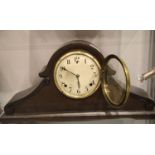 Oak cased chiming mantel clock, not working at time of lotting. Not available for in-house P&P,