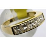 Ladies 18ct gold, channel set five stone princess cut diamond ring, 1.5cts in total, RRP £5,000.