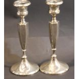 Pair of hallmarked silver weighted candlesticks, Birmingham assay 1920, H: 19 cm. P&P Group 2 (£18+