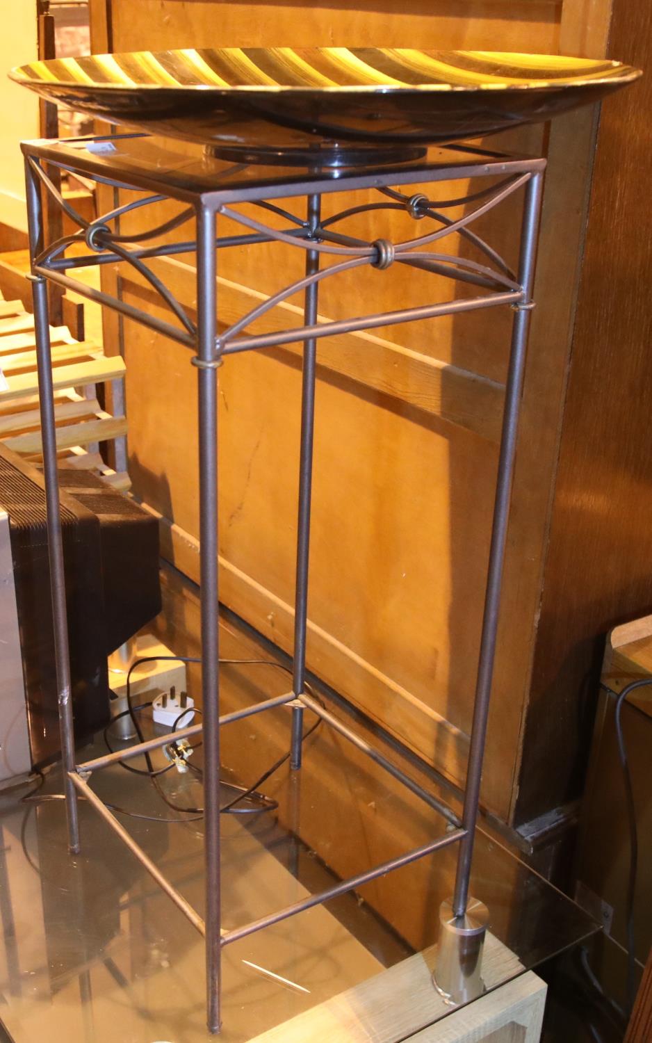 Modern metal framed glass topped plant stand. Not available for in-house P&P, contact Paul O'Hea