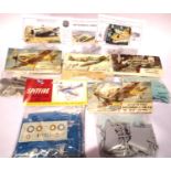 Airfix 1:72 scale aircraft kits x8, Spitfire Hurricane, Typhoon etc, 5x bagged and 3 in other