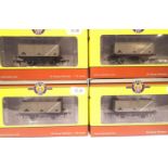 Four Oxford Rail; 7013, BR Grey 7 plank open wagon. All excellent condition and boxed. P&P Group