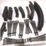 Seven OO points and eighty pieces of set track; Peco, Hornby, Bachmann; R609 x16, R605 x14, R600 x26