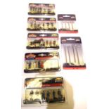 Bachmann accessory packs x7; train crew, maintenance crew, farming, tradesmen, rural tradesmen, lamp