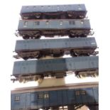 Five Hornby, Lima blue parcels/guvs. Mostly good condition and unboxed. P&P Group 1 (£14+VAT for the