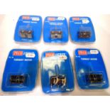 Six Peco PL10 point motors, new in packets. P&P Group 1 (£14+VAT for the first lot and £1+VAT for