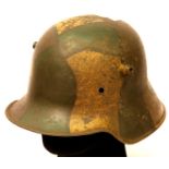 WWI Imperial German Jigsaw Pattern Camouflage M16 Helmet. No Liner. P&P Group 2 (£18+VAT for the