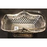 Large hallmarked silver swing handle basket, Birmingham assay, L: 29 cm, 712g. P&P Group 2 (£18+