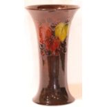 Large Moorcroft Flambe leaf and berry trumpet vase, H: 26 cm. P&P Group 3 (£25+VAT for the first lot