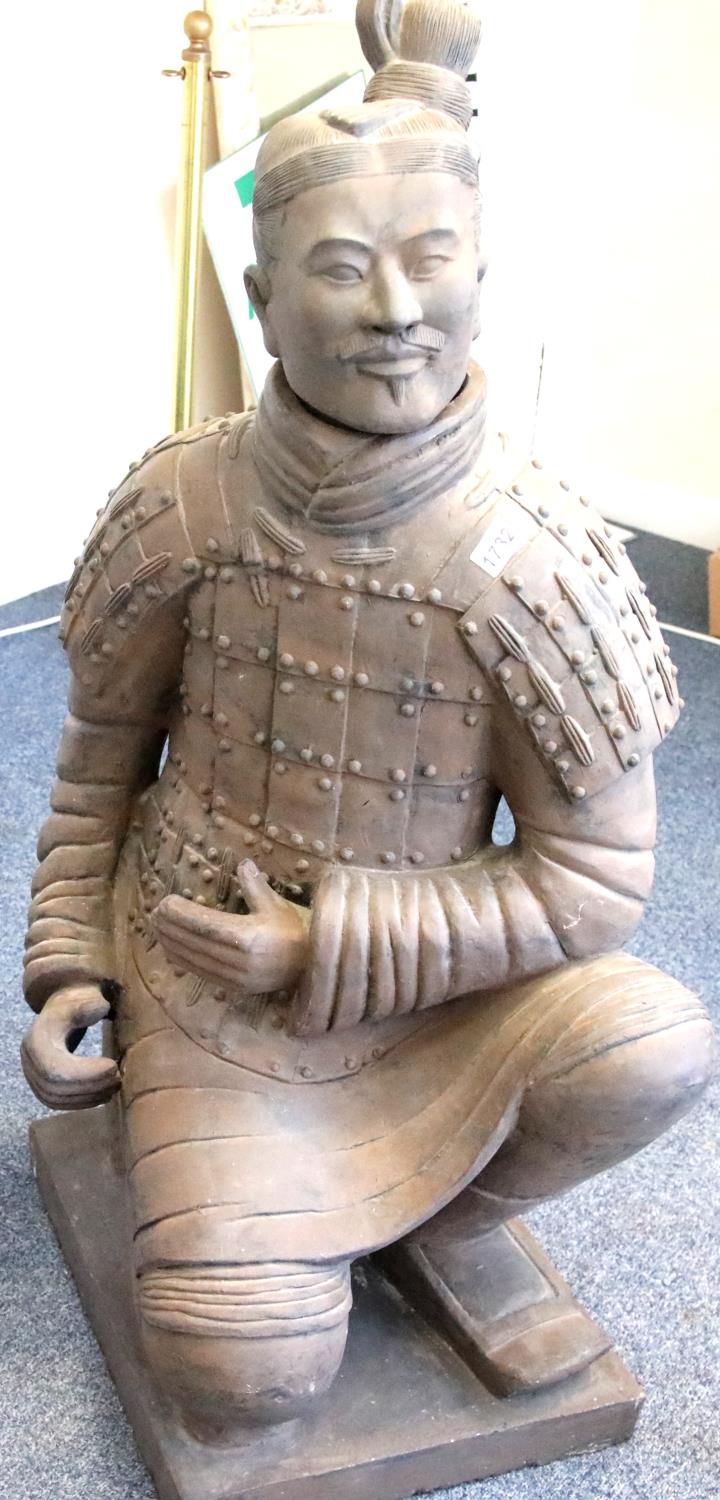 Contemporary kneeling Terracotta Warrior bowman with separate head, H: 118 cm. Not available for