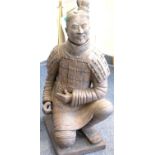 Contemporary kneeling Terracotta Warrior bowman with separate head, H: 118 cm. Not available for