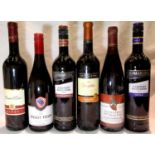 Six bottles of mixed red wine, Not available for in-house P&P, contact Paul O'Hea at Mailboxes on