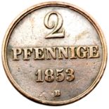 1853 - Bavarian States - 2 Pfennig "B" mint. P&P Group 1 (£14+VAT for the first lot and £1+VAT for