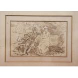 Charles S Keane, Victorian monochrome watercolour, 11 x 18 cm. Keane was a known Punch