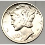 1941 USA - Silver Mercury Dime. P&P Group 1 (£14+VAT for the first lot and £1+VAT for subsequent