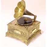 Gramophone musical box cigarette lighter, 9cm sq. P&P Group 2 (£18+VAT for the first lot and £3+