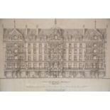 Architectural antique print of the Christopher Hotel Bath facade, 46 x 60 cm. Not available for in-