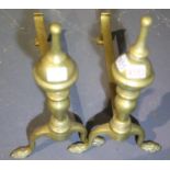 Pair of large antique brass fire dogs. P&P Group 3 (£25+VAT for the first lot and £5+VAT for