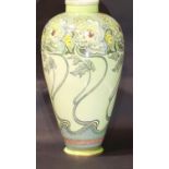 Art Deco floral green vase by Winkle & Co, H: 30 cm. P&P Group 3 (£25+VAT for the first lot and £5+