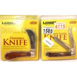 Two cased Lansky folding knives, two blade trapper and a hawkbridge. P&P Group 2 (£18+VAT for the