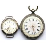 Continental silver ladies fob watch (working) complete with a silver Trench watch head. P&P Group