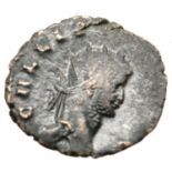 Gallienus - Radiate period Roman Bronze coin with Deity holding decapitated head of enemy. P&P Group