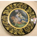 Large possibly Vienna decorated charger, D: 45 cm. Not available for in-house P&P, contact Paul O'