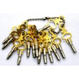 New old stock collection of 14 different sized pocket watch keys. P&P Group 1 (£14+VAT for the first