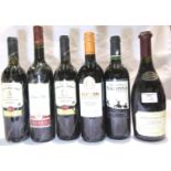 Six bottles of mixed red wine. Not available for in-house P&P, contact Paul O'Hea at Mailboxes on