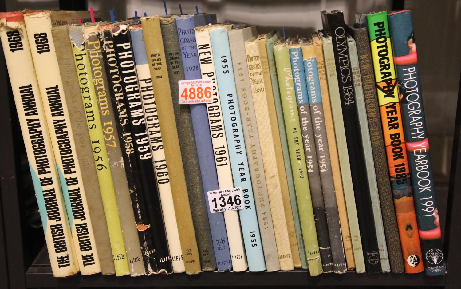 Shelf of photography year books, 1948 and later. (28). Not available for in-house P&P, contact