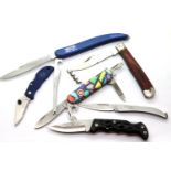 Six mixed folding knives. P&P Group 2 (£18+VAT for the first lot and £3+VAT for subsequent lots)