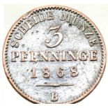 1868 - 3 Pfennig - B Mint - High grade specimen. P&P Group 1 (£14+VAT for the first lot and £1+VAT