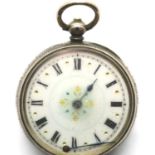 935 silver fob watch with enamel face. P&P Group 1 (£14+VAT for the first lot and £1+VAT for