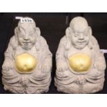 Pair of reconstituted stone Buddhas, H: 25 cm. P&P Group 3 (£25+VAT for the first lot and £5+VAT for