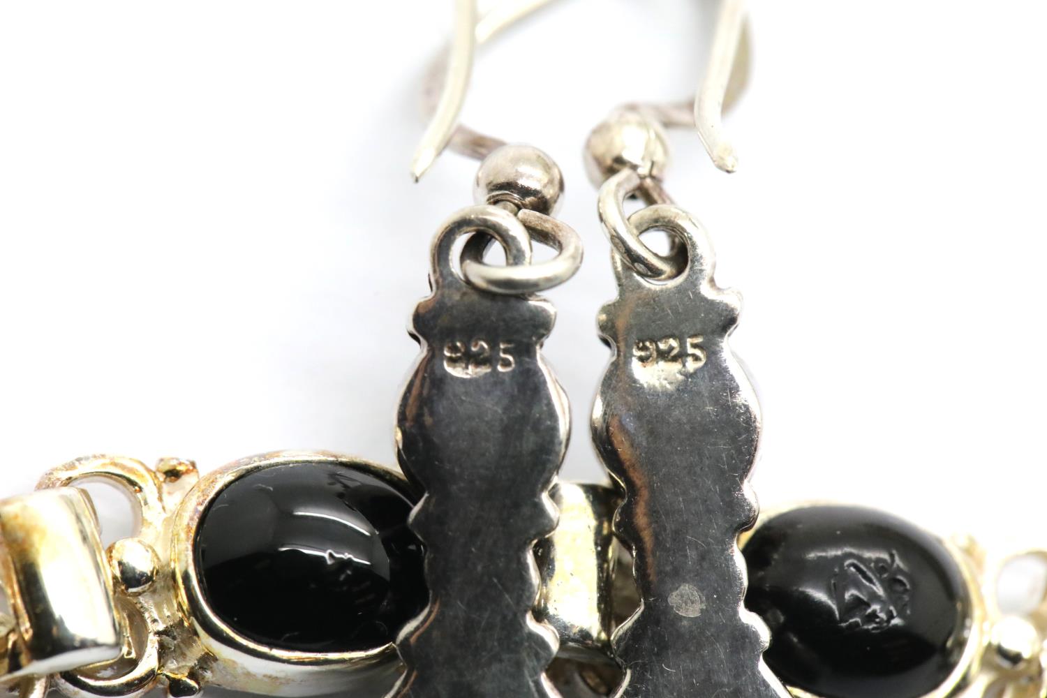 Boxed Whitby jet and silver bracelet and earringsset. P&P Group 1 (£14+VAT for the first lot and £ - Image 2 of 2