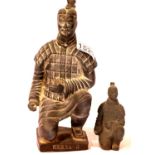 Two Terracotta Chinese warriors, tallest H: 23 cm. P&P Group 3 (£25+VAT for the first lot and £5+VAT