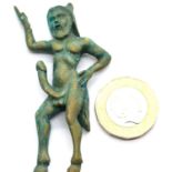Bronze Phallic / Fertility Ornament - depiction of Greek Satyr in state of arousal. P&P Group 1 (£