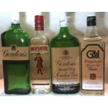 Four bottles of gin, two Gordons, G&J and Beefeater. Not available for in-house P&P, contact Paul