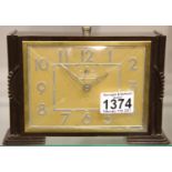 Art deco Japy alarm clock Bakelite case, 18 x 13cm. Working at lotting up. Not available for in-